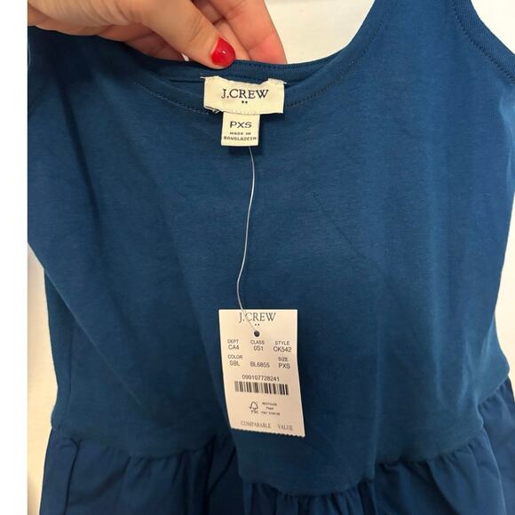 NWT J.Crew Tiered Mixy Midi Dress Seaport Blue Size Petite XS - Picture 4 of 7